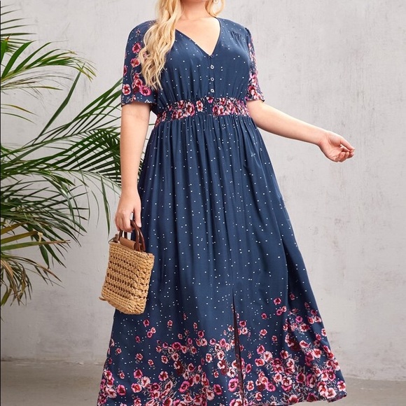 BEAUTIFUL POLKA DOT FLORAL MAXI DRESS - Picture 6 of 7